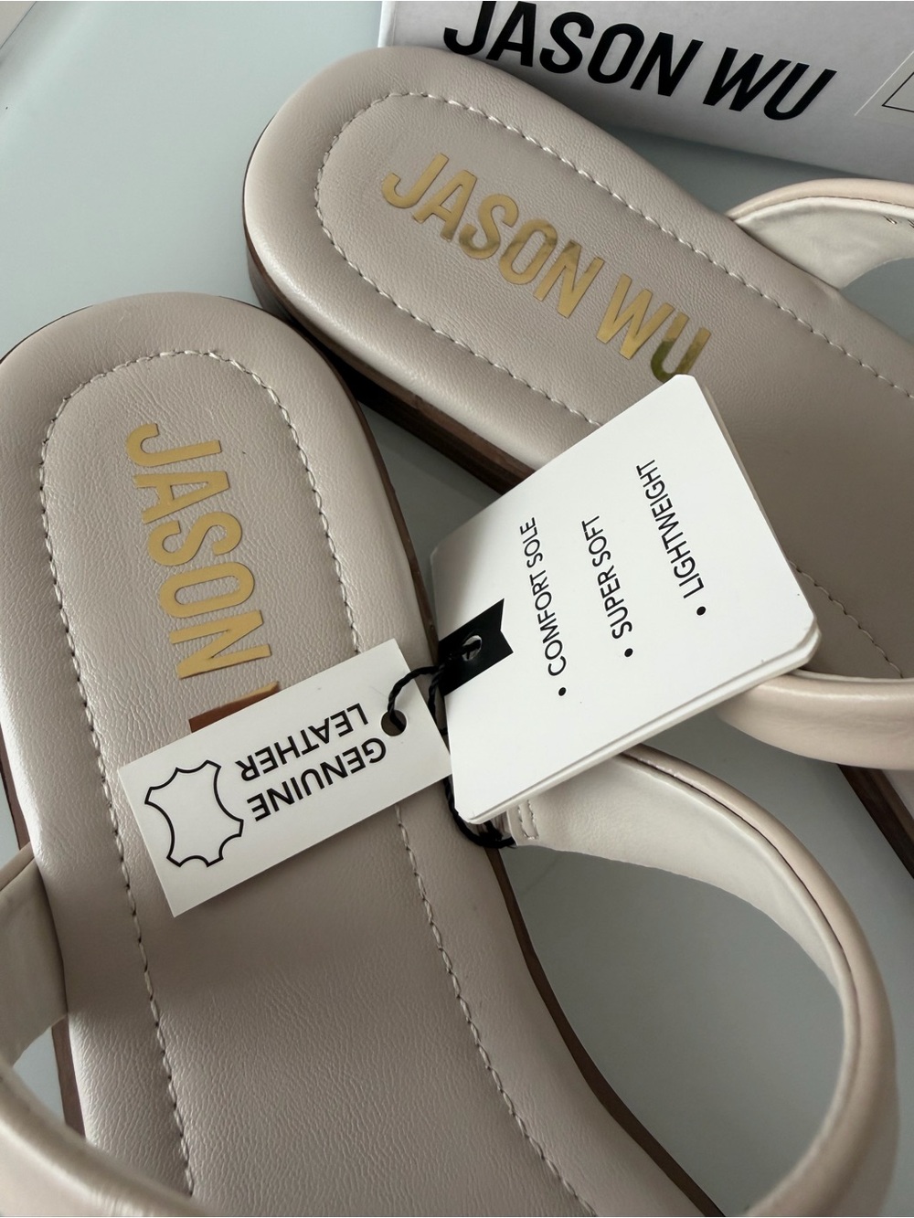 Jason Wu bone Leather Toe-Ring Sandals with Gold Accent - Picture 4 of 6